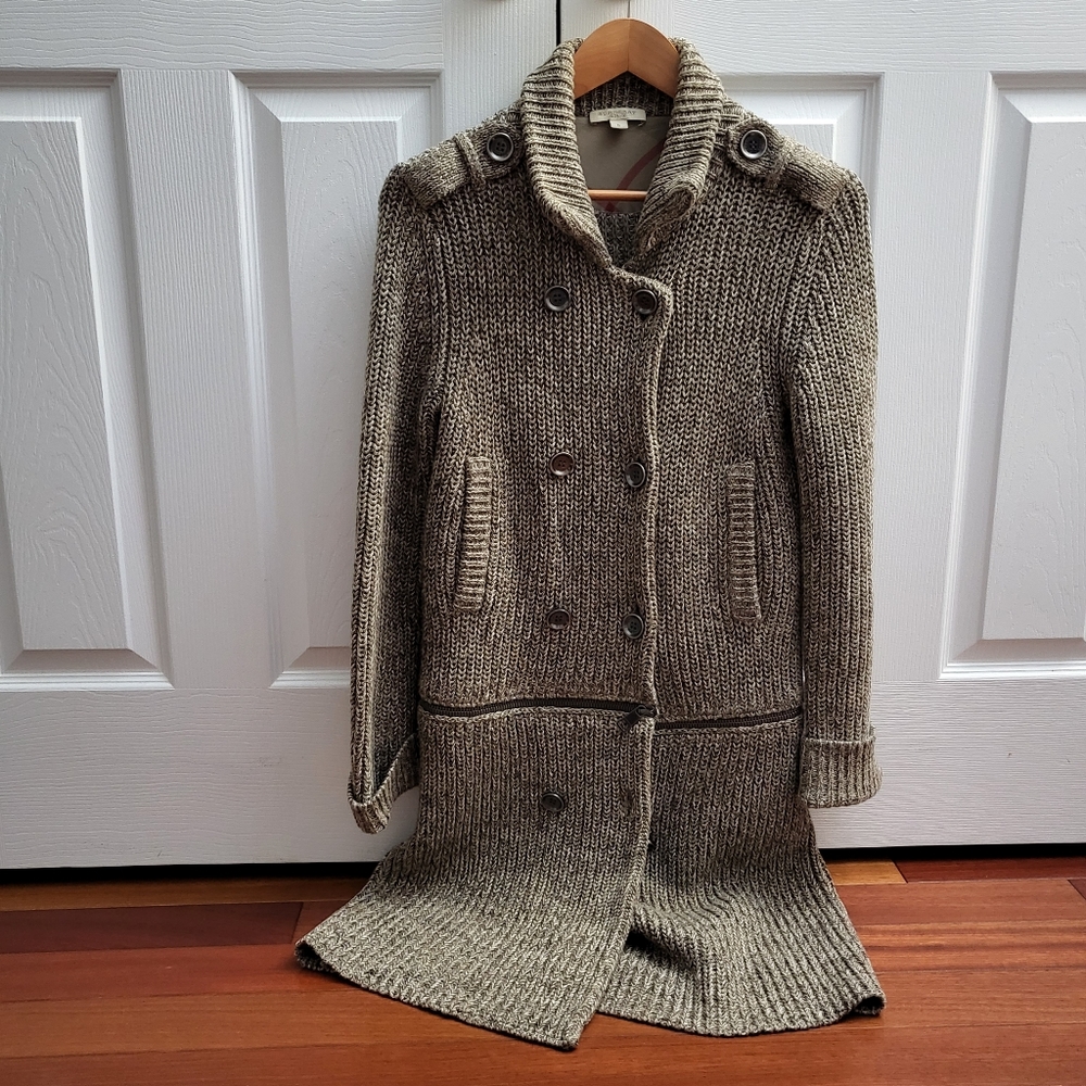 Burberry Brit Double Breasted Two Way Sweater Jacket Coat